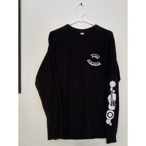 Todd Rundgren VIP 2024 Tour Black Long Sleeve Tee Shirt Guitars Flowers SZ M